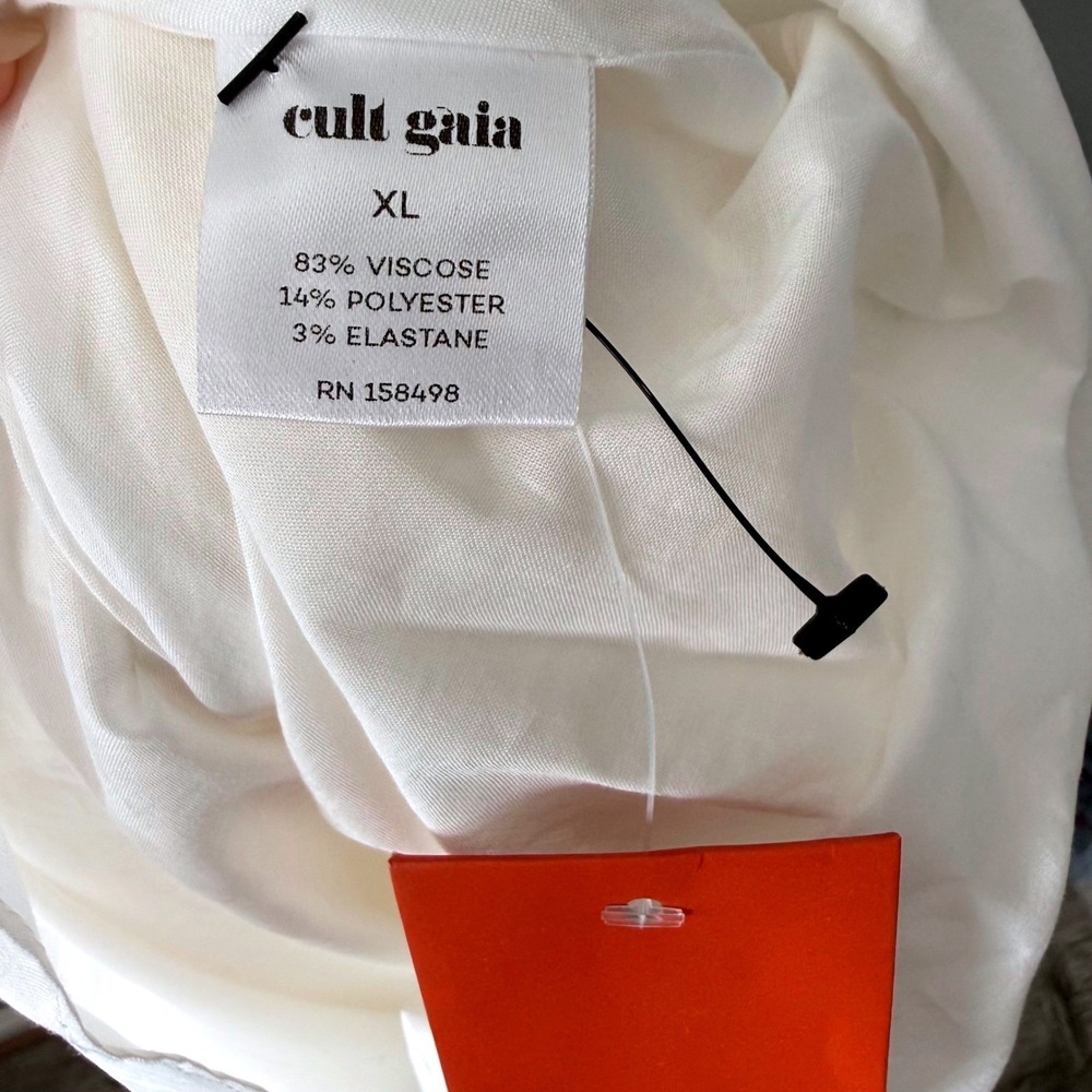 Cult Gaia Nyle Belted Cut-Out Shirtdress Off White Midi XL 10/12 NWT Euro Resort - Picture 8 of 14